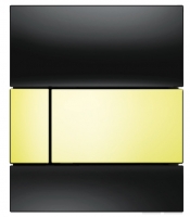 TECEsquare Urinal. Панель смыва для писсуара, стеклянная. Стекло черное, клавиша позолоченная. 9242808